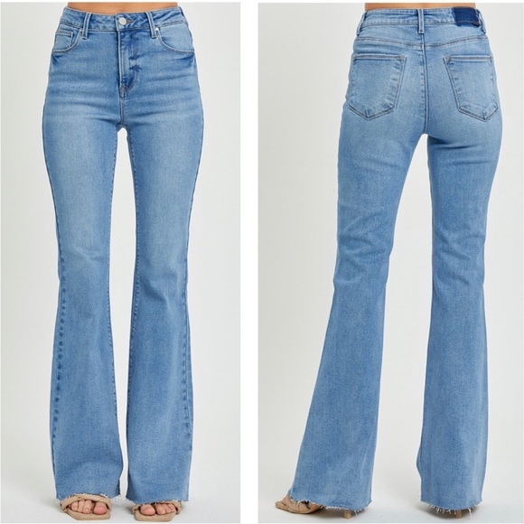 Risen Denim - Risen High Rise Flare Jeans Raw Frayed Hem New